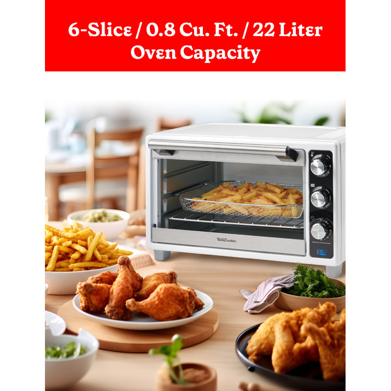 White Stainless Steel 6-Slice Air Fryer Convection Toaster Oven
