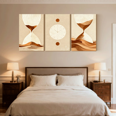 Abstrait abstrait sablier horloge désert, ensemble de 3 impressions sur toile