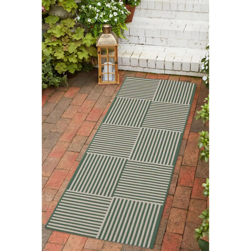 Striped Indoor / Outdoor Area Rug, Runner 67 x 300 cm