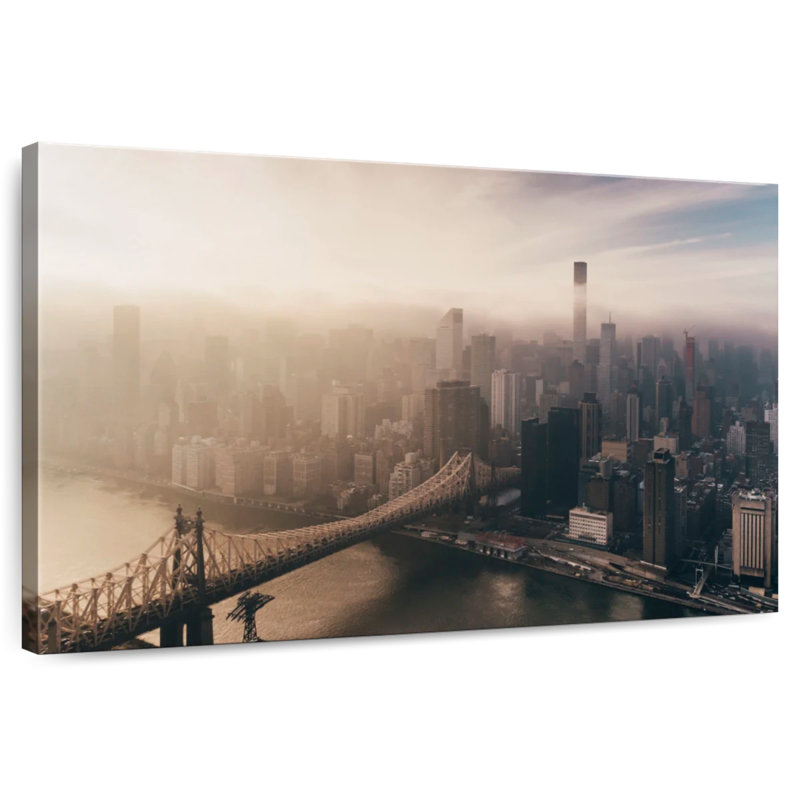 Skyline aérienne de Sirci Manhattan, H 34 po x l 51 po