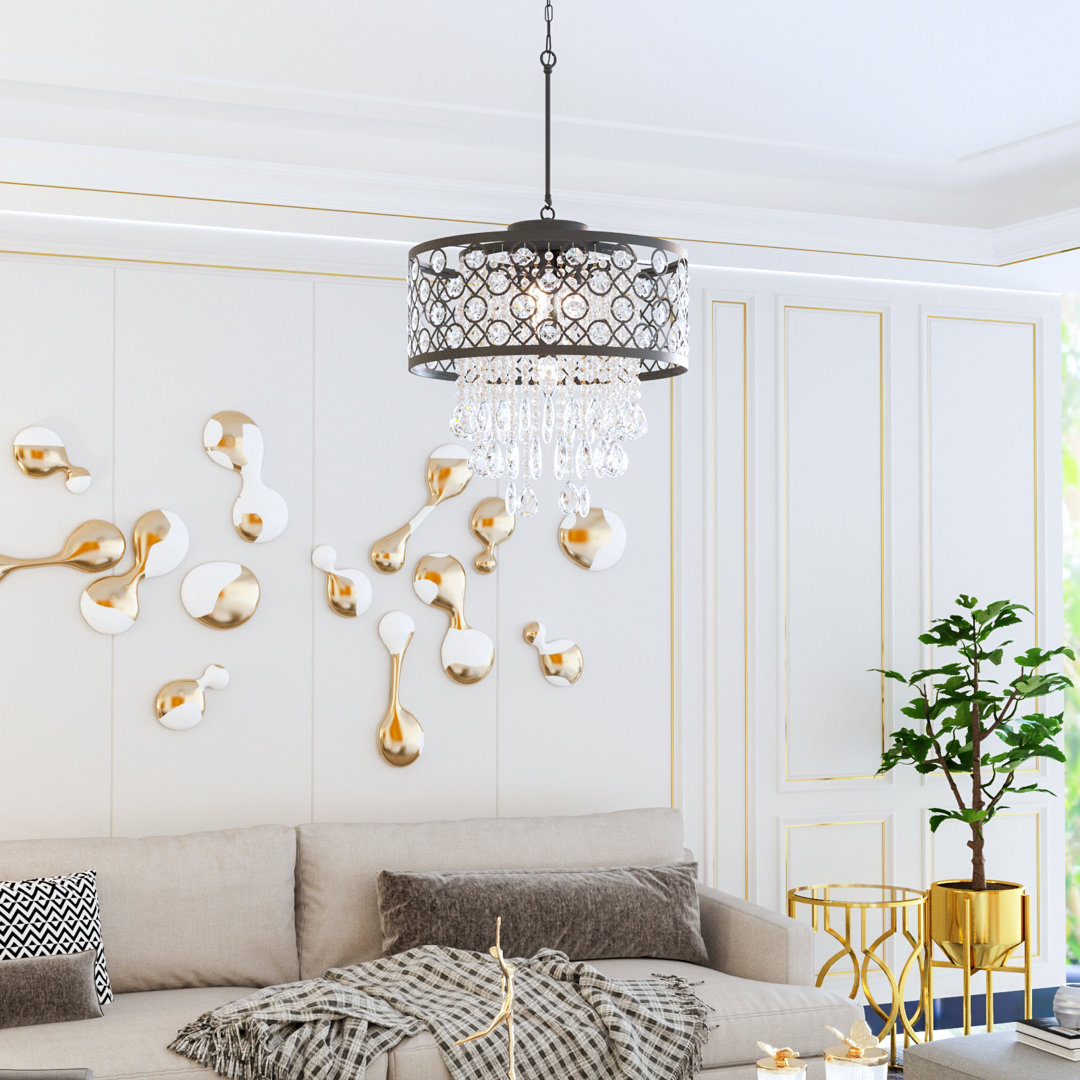 Jolie 5 - Light Dimmable Lantern Drum Chandelier with Crystal Accents Etta Avenue™ 