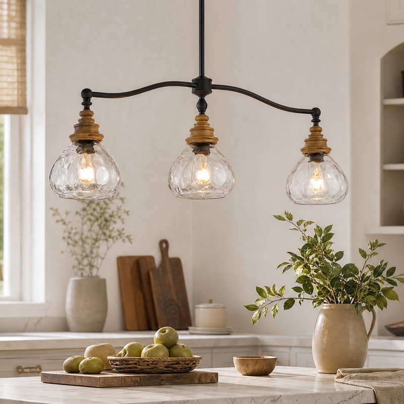 Suspension linéaire à 3 lumières de 36 po, éclairage rustique pour îlot de cuisine de style campagnard