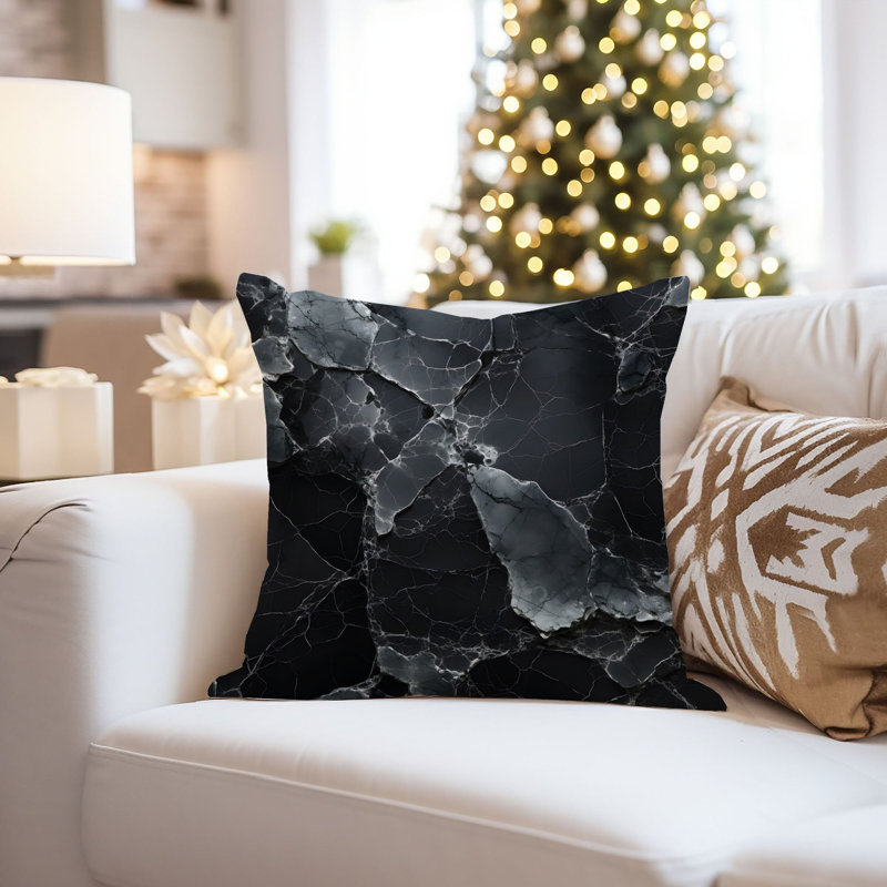 Abstract Black Marble Geode Symphony VI Modern, 20"H x 20"W