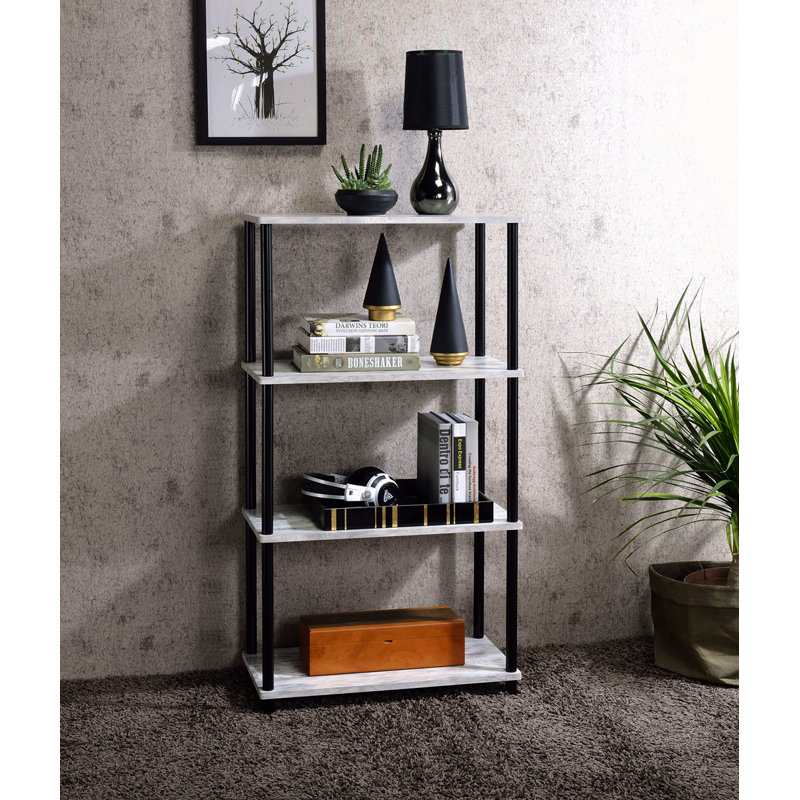 Bibliothèque à 4 niveaux de style industriel: structure KD, compartiments ouverts pour les collections et le rangement