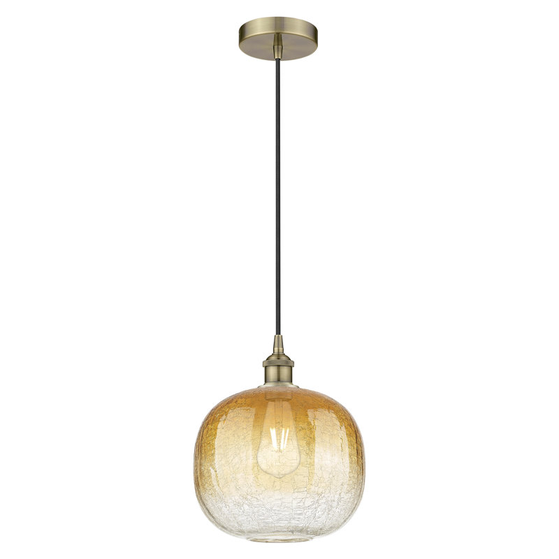 Edison - Ameliya - Mini-luminaire suspendu à cordon 1 lumière 11 po, Ambre, Laiton antique