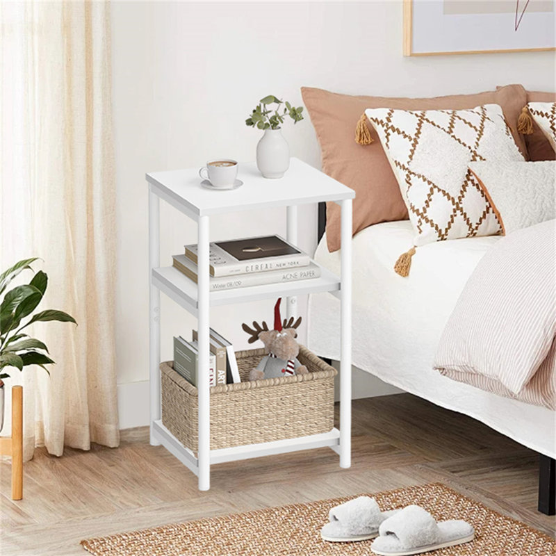 Industrial Chic Bedside Table – Versatile, White