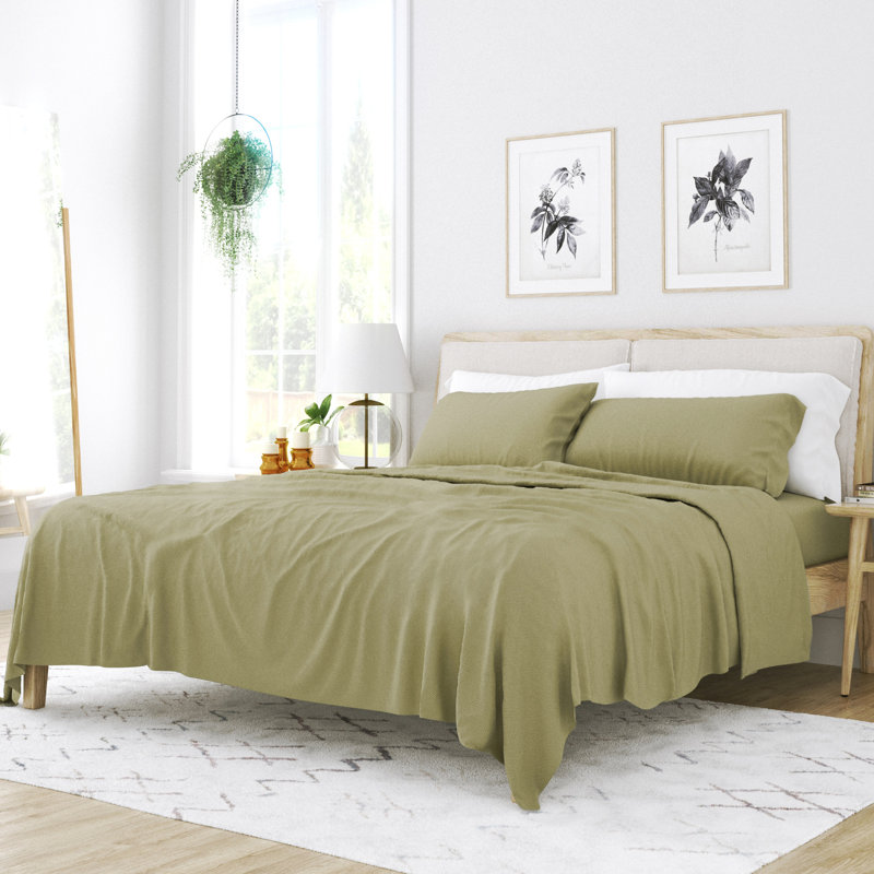 Sage Chevron Deep Pocket Full Microfiber Sheet Set