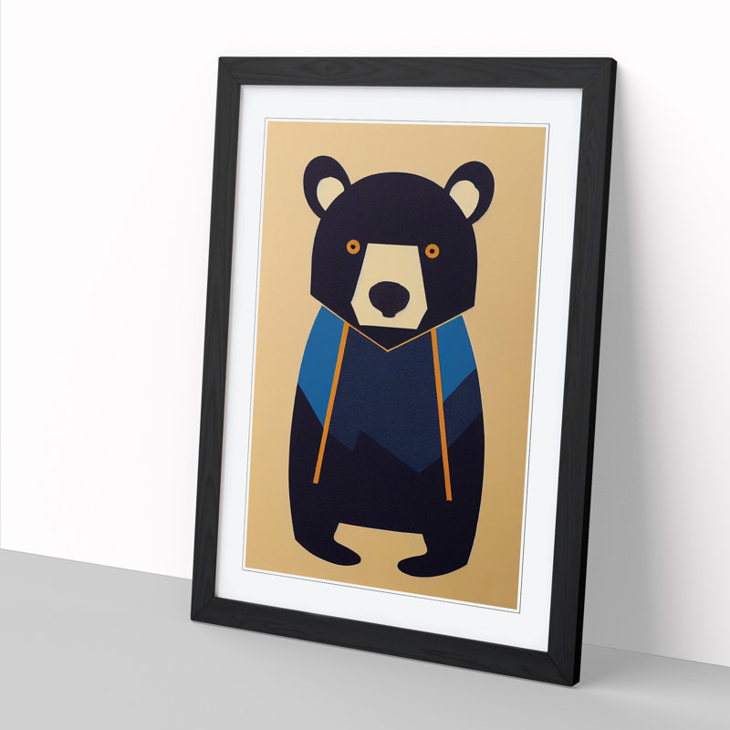 Bear - Single Picture Frame Print, Black Framed, 46cm H x 34cm W