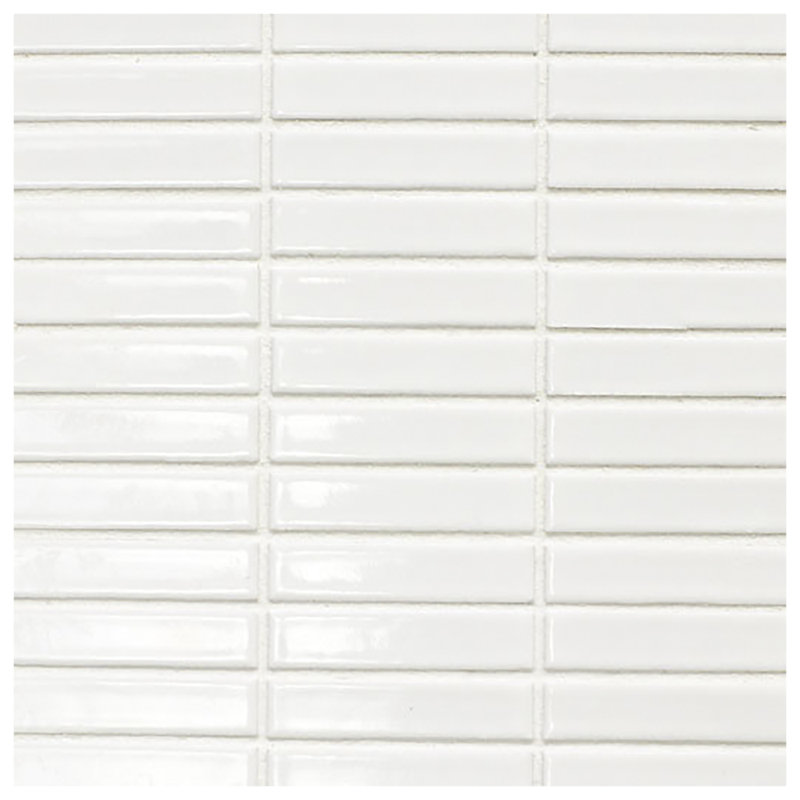 2" x 0.4" Ceramic Grid Mosaic Wall & Floor Tile, White Glossy