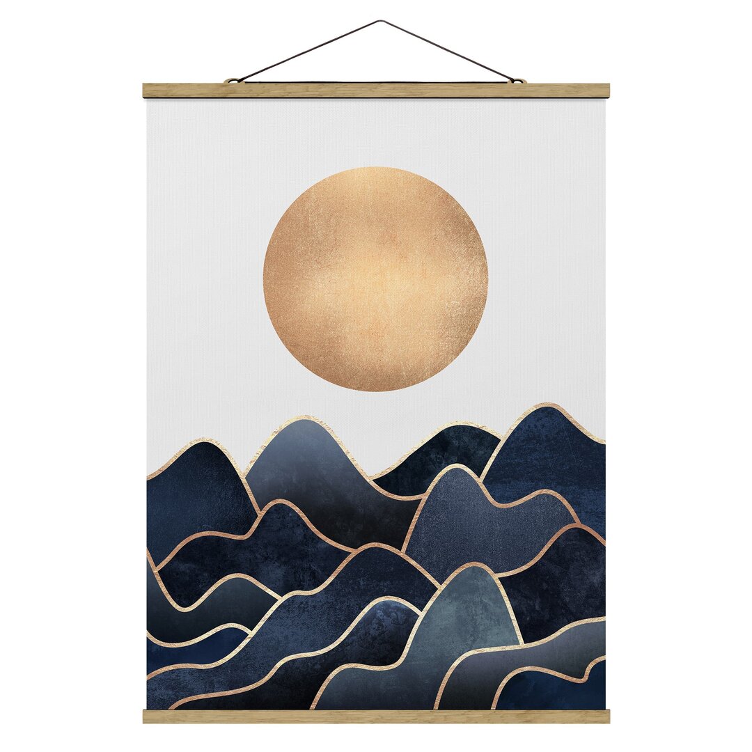 Poster Golden Sun Blue Waves von Elisabeth Fredriksson