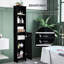 Grande armoire de salle de bain, tour à linge avec tablettes réglables, noir