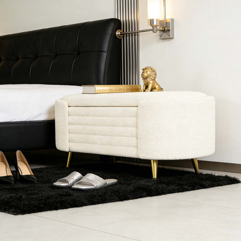 Banc de rangement rembourré Modern, Beige