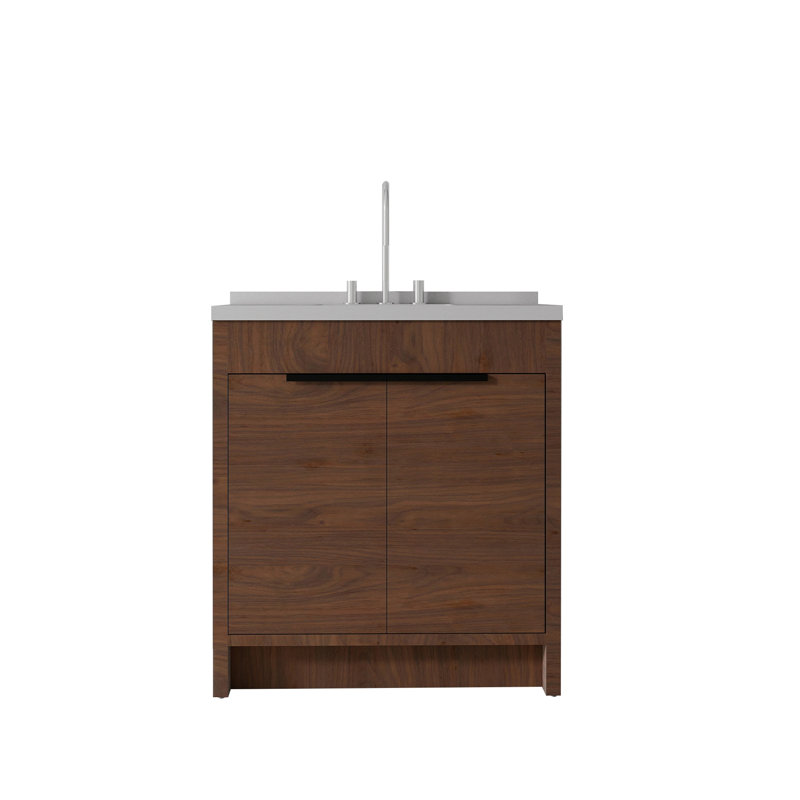 Meuble-lavabo autoportant avec lavabo, Light Brown, 36"