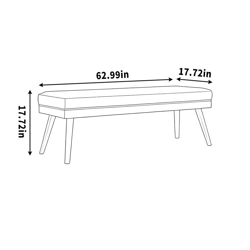 Banc en bois massif avec tabouret doux et magasin de vêtements, H 17,72 po x l 62,99 po x P 17,72 po