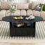 Table basse flexible de style crème avec 2 roues de frein-1702560852