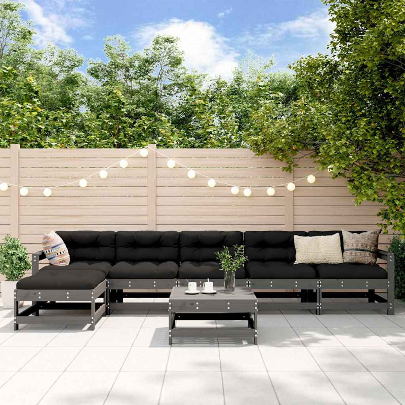  Garden Lounge Set Outdoor Sofa Set 7 Piece with Cushions Solid Wood