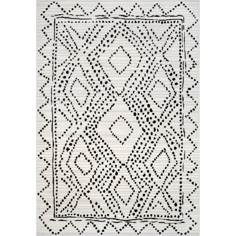 Tapis noir / ivoire Catoosa, Rectangle 5 pi x 8 pi