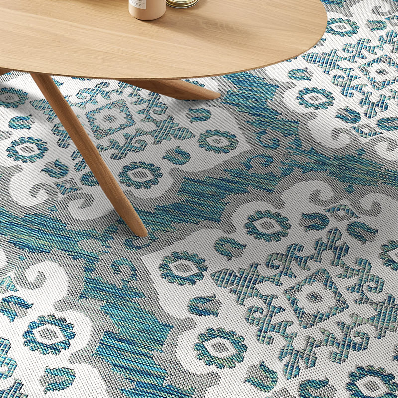 Tapis intérieur / extérieur bleu Blane, Rectangle 8 pi x 10 pi