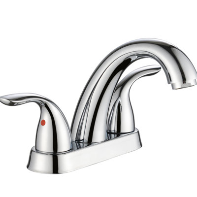 Bathroom Sink Faucet, 2, 5.45" Mid Arc Spout, Zinc Alloy Handles, , Deck Mount With Plate Ceramic Cartridge,