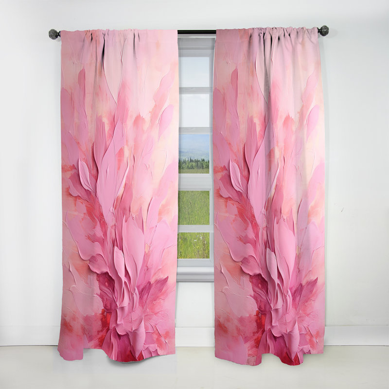 Gold And Pink Minimal Abstract River - Fuchsia Blackout Floral Curtain - 1 Panel, 52" W x 120" L