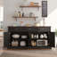Buffet cannelé avec 4 portes, 3 tiroirs et tablettes réglables-664800893