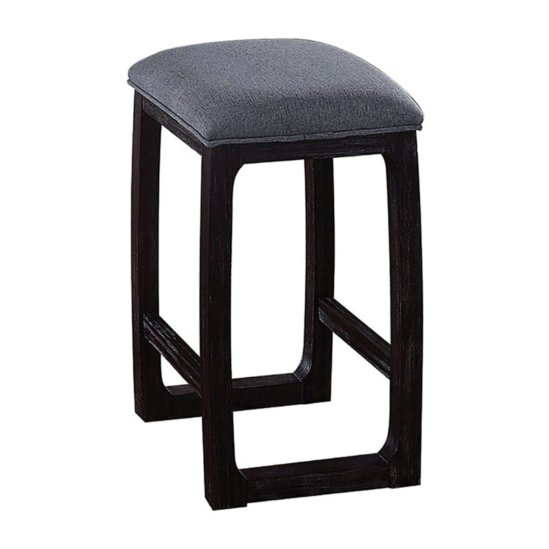 Tabouret de comptoir patiné avec coussin de siège gris