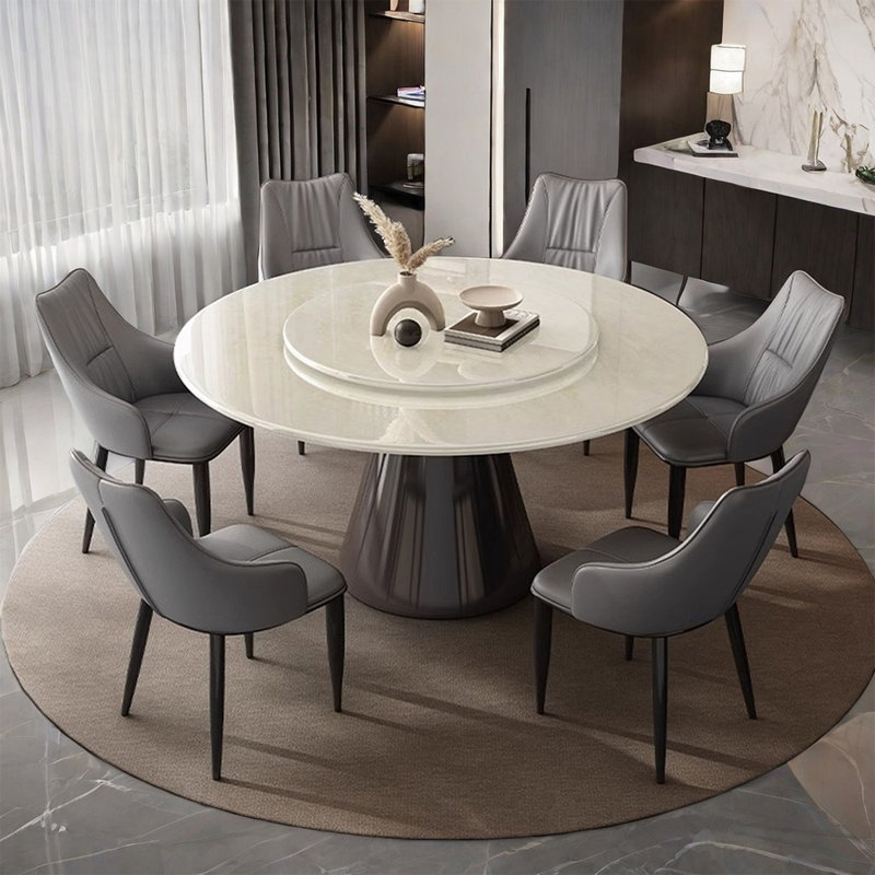 Ensemble de table de salle à manger ronde en marbre, H 29,52 po x L 47,24 po x l 47,24 po