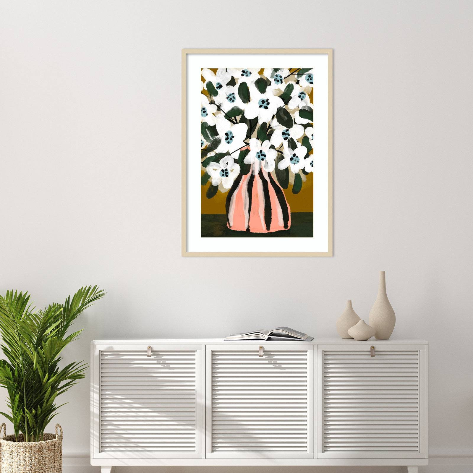 Galya "Pastel Flower Impression No. 9" Print, Brown, 41" H x 30" W