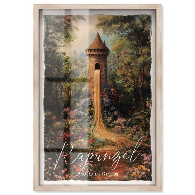 «Raiponce Classic Shadowbox Print» par Art Remedy, H 31 po x l 21 po, Crème, crème