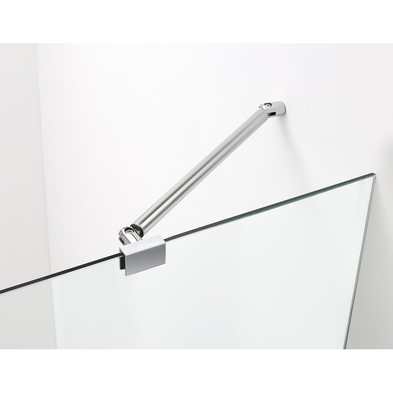 Belmore 60'' x 72'' Frameless Hinged Shower Door in Chrome with Tempered Glass