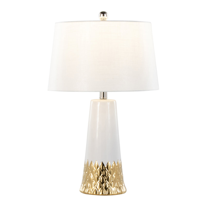 Lampe de table contemporaine en céramique, Doré / Blanc
