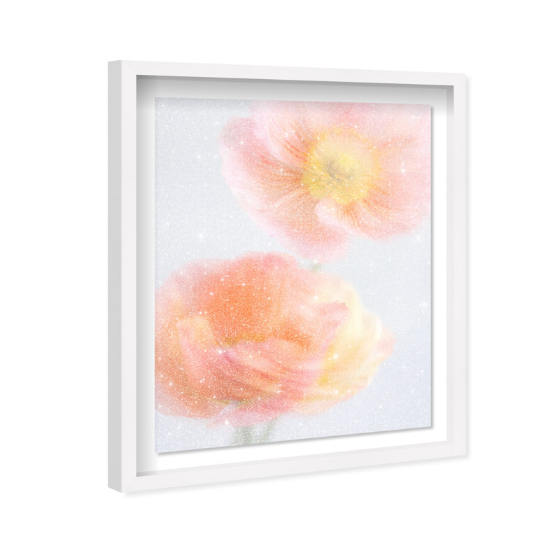 Hazy Camelias Print by Oliver Gal, 17.5"H x 21.5"W, White Shadowbox