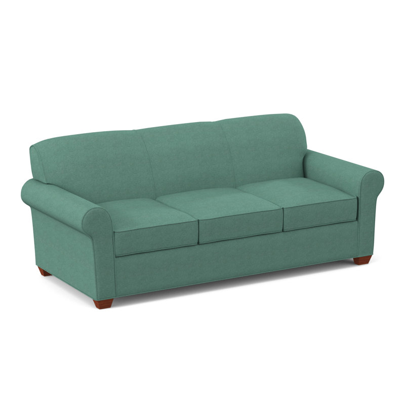 Finn Rolled Arm Sofa with Reversible Cushions, BM Cherry, Antic Lagoon, 34" H x 83" W x 36" D