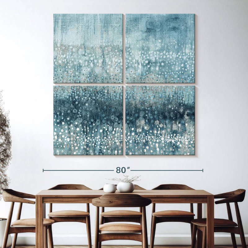 Pluie abstraite III bleu argent