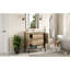 Meuble-lavabo moderne de 30 po avec lavabo en céramique, compartiments à tiroirs profonds, armoire, tablette ouverte, finition grain de bois, solution de tiroir pour armoire de rangement, porte, structure en bois, pieds en métal, teinture