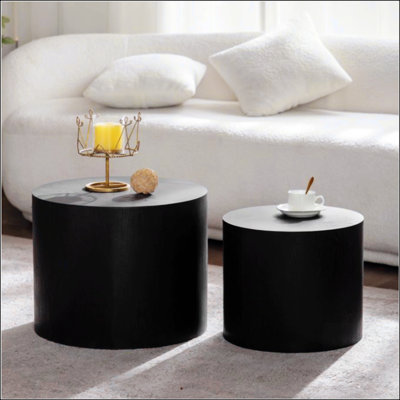 Nesting Coffee Table Set Of 2, Round Wooden Tables For Small Spaces, Modern And Durable Accent Furniture For Living Room And Bedroom