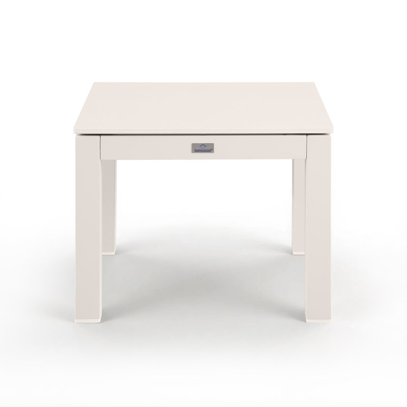 Table de bout d'extérieur avec plateau en pierre frittée Burchfield, Cream Beige