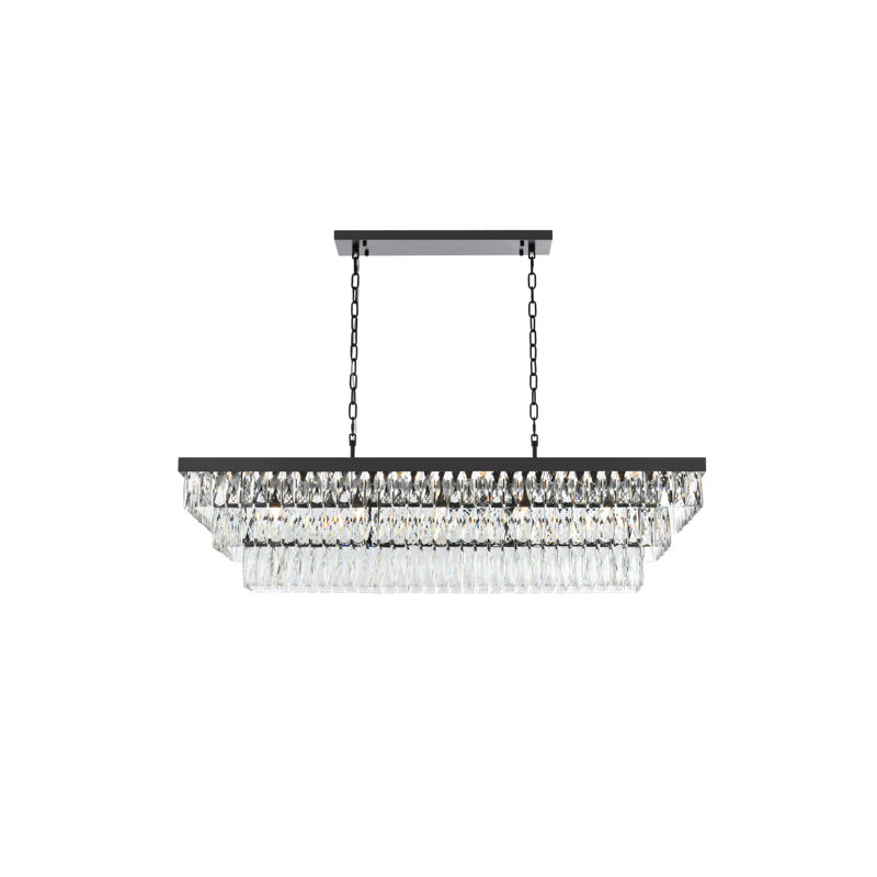 Iva 48 inch Rectangular Chandelier , Black