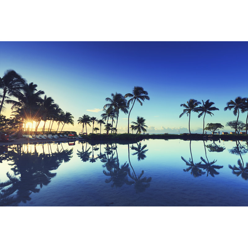 Sunrise Behind Palm Trees by Pawel Gaul - Wrapped Canvas Print, 81cm H x 122cm W