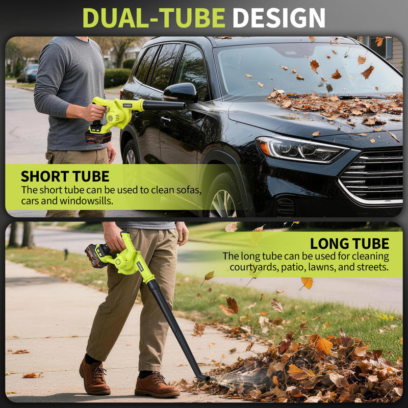 20V wire-free Leaf Blower – 117 MPH, 76 CFM, Lightweight with 4.0Ah Battery & Fast Charger, 3-Section Tube for Lawn, Yard, Patio & Snow – Green (Mail Order Box Payment