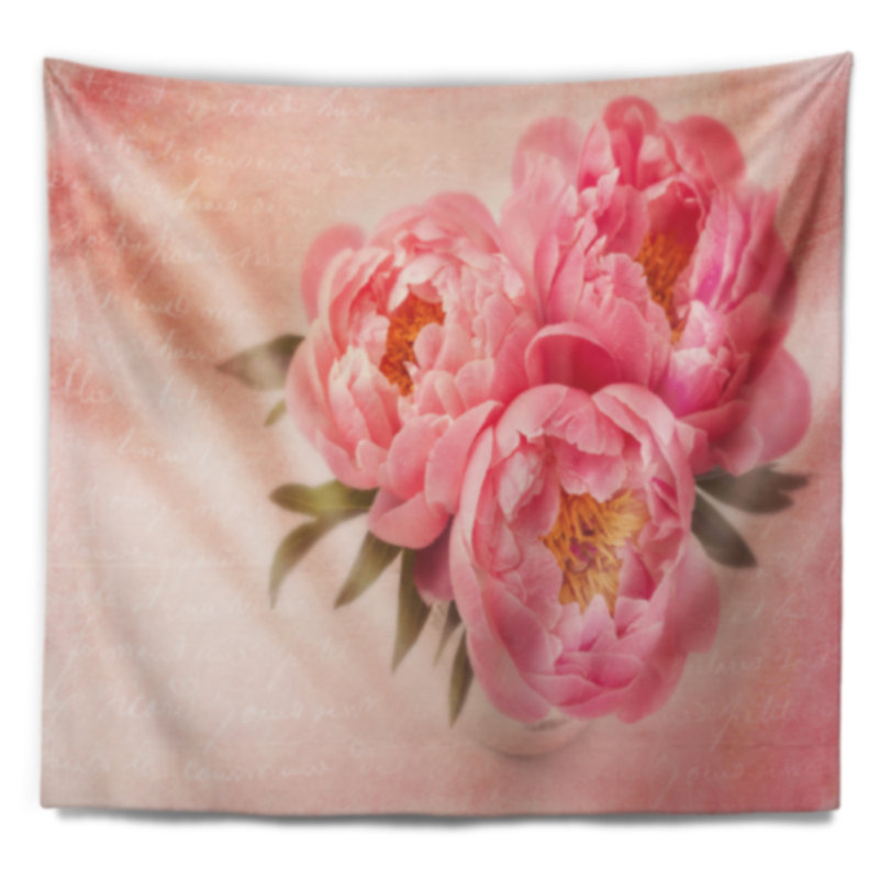 Pivoine avec motif de pivoines, H 78 po x l 92 po