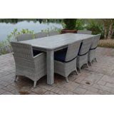 Shelburne Outdoor 9 - Piece Teak Dining Set with Cushions