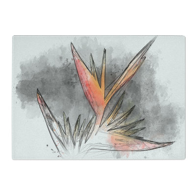 Tempered Glass Orange & Red Bird of Paradise Chopping Board