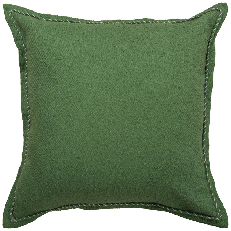 Textured Cotton Throw Pillow, Green