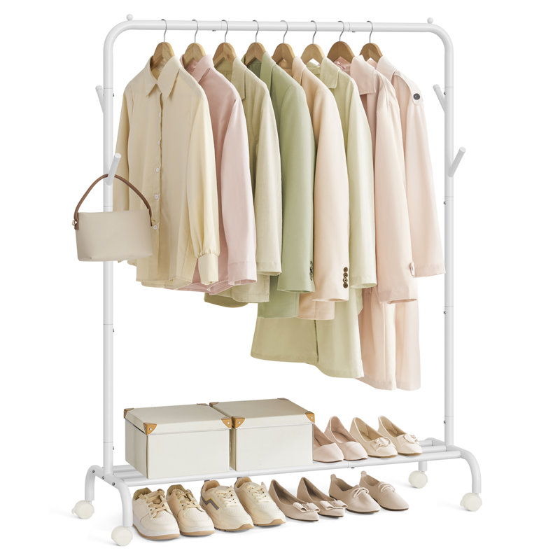 Guitain 104cm Rolling Clothing Rack, White