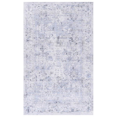 Washable Area Rug 3x5, Non-shedding, Low-pile, For Bedroom, Living Room, , Kitchen - Blue+cream 3' X 5', Machine Washable, -