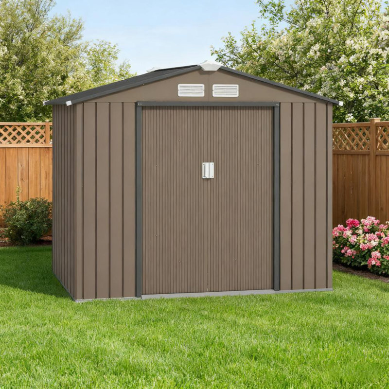 Remise de rangement d'extérieur 83,75 po x 51,25 po x 72,75 po Brown, Brun
