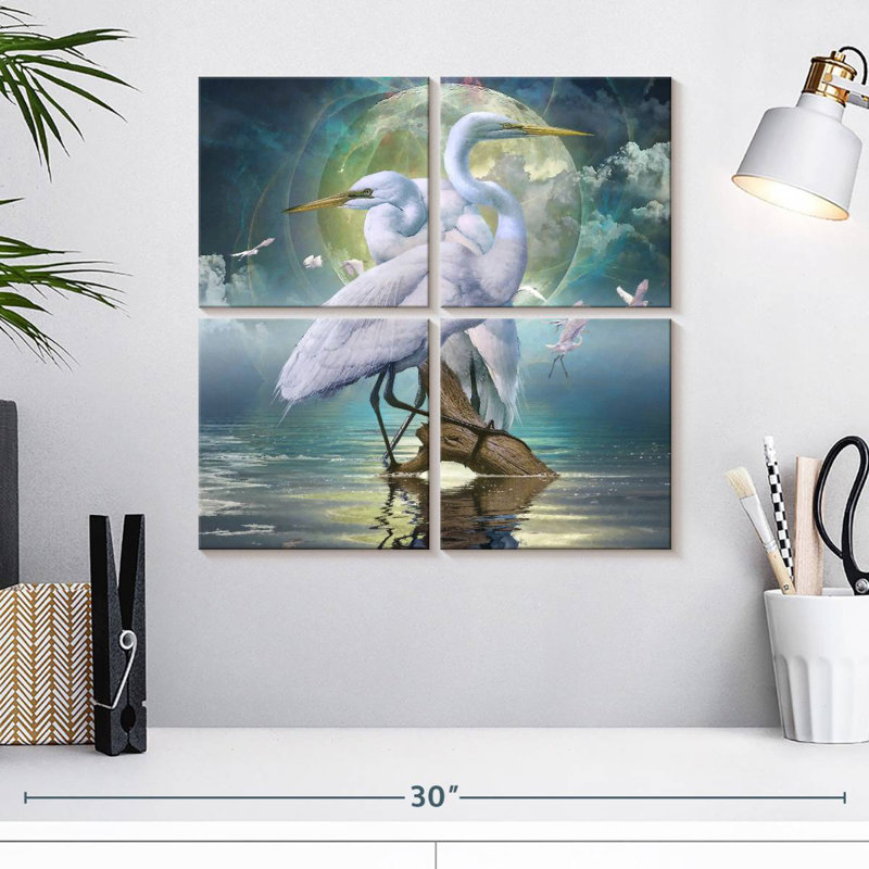 Brampt Celestial Egrets I, 18" H x 18" W