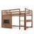 Twin Size Wood Loft Bed Frame With Playful Sliding Chalkboard, Built-in Bookshelf And Safety Rails For Kids Teens, space-saving, Quiet Design, No Spring Mattress Required, Natural-97205933-91007847