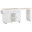 Îlot de cuisine avec table de salle à manger extensible, table de rangement de cuisine avec 3 tablettes latérales ouvertes, îlot de cuisine roulant avec prise de courant, 3 tiroirs, 2 portes, pour la cuisine, la salle à manger-129052890
